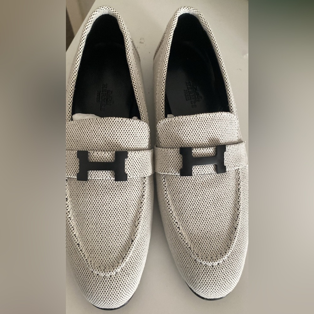 Hermes Canvas Loafers with Black Detail